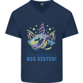 I'm Going to Be a Big Sister Unicorn Mens V-Neck Cotton T-Shirt Navy Blue