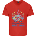 I'm Going to Be a Big Sister Unicorn Mens V-Neck Cotton T-Shirt Red