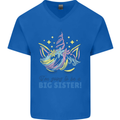 I'm Going to Be a Big Sister Unicorn Mens V-Neck Cotton T-Shirt Royal Blue