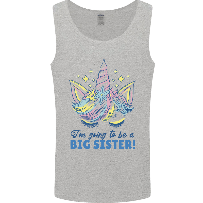I'm Going to Be a Big Sister Unicorn Mens Vest Tank Top Sports Grey