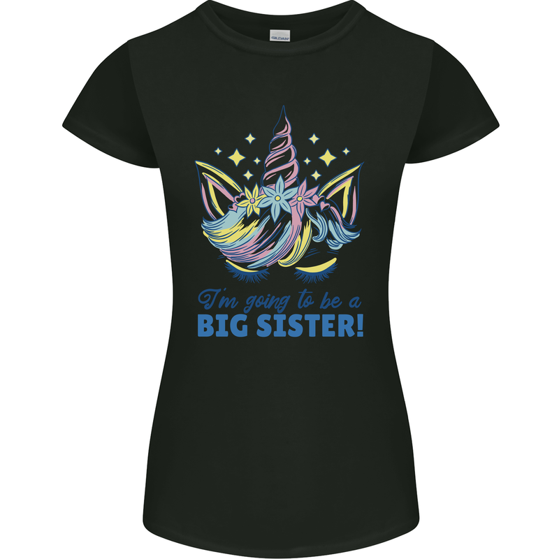 I'm Going to Be a Big Sister Unicorn Womens Petite Cut T-Shirt Black