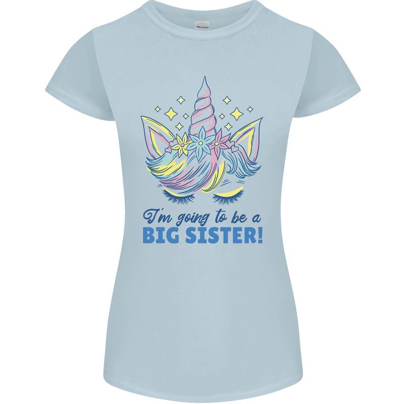 I'm Going to Be a Big Sister Unicorn Womens Petite Cut T-Shirt Light Blue