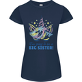 I'm Going to Be a Big Sister Unicorn Womens Petite Cut T-Shirt Navy Blue