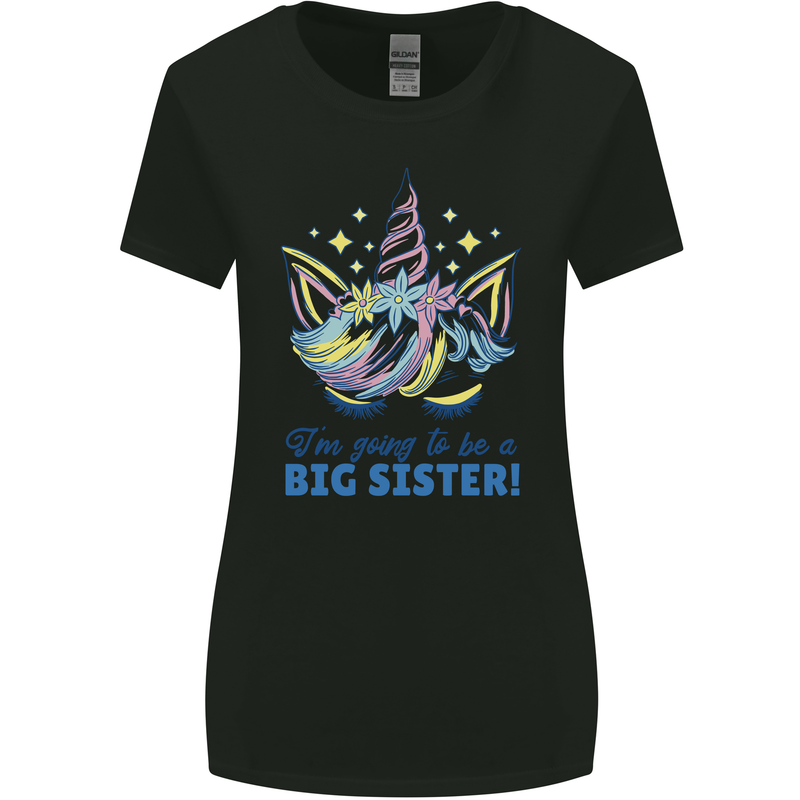 I'm Going to Be a Big Sister Unicorn Womens Wider Cut T-Shirt Black