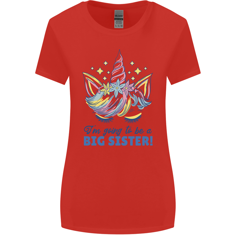 I'm Going to Be a Big Sister Unicorn Womens Wider Cut T-Shirt Red