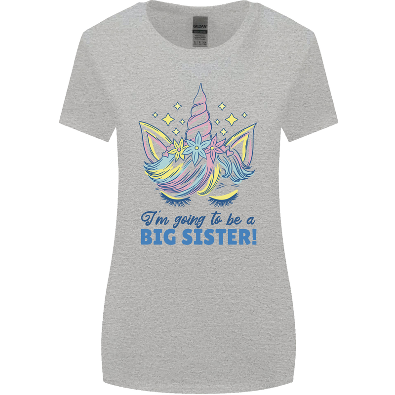 I'm Going to Be a Big Sister Unicorn Womens Wider Cut T-Shirt Sports Grey