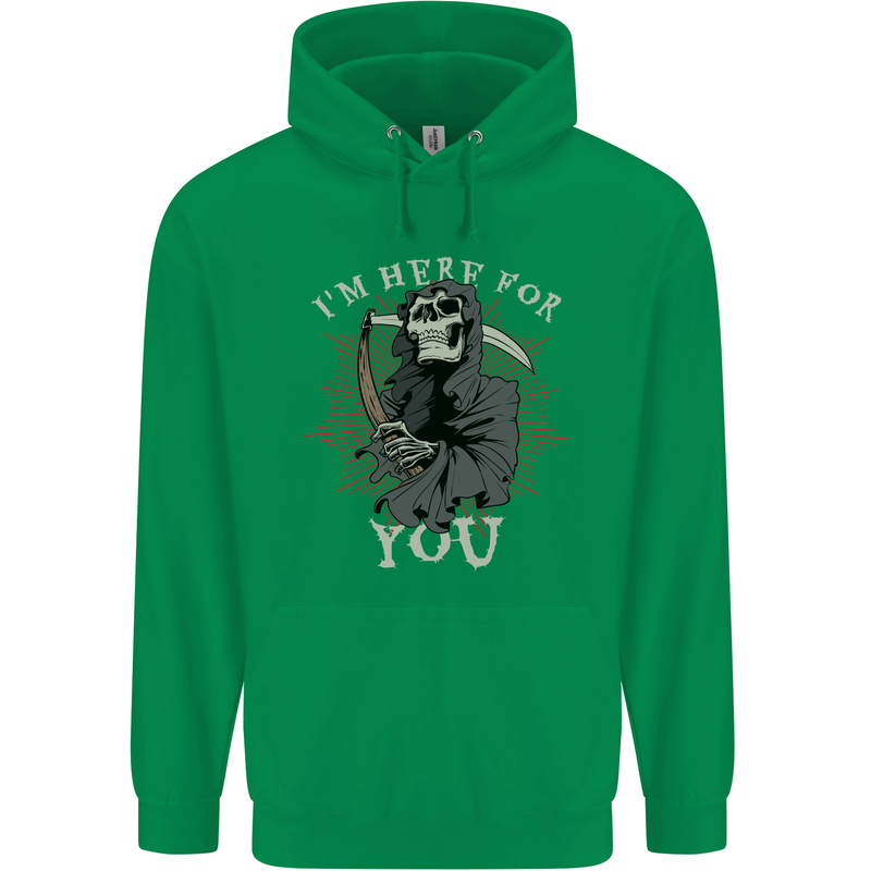 I'm Here For You Grim Reaper Skull Devil Childrens Kids Hoodie Irish Green