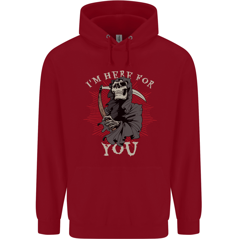 I'm Here For You Grim Reaper Skull Devil Childrens Kids Hoodie Red