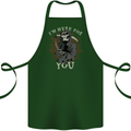 I'm Here For You Grim Reaper Skull Devil Cotton Apron 100% Organic Forest Green