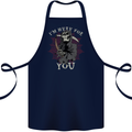 I'm Here For You Grim Reaper Skull Devil Cotton Apron 100% Organic Navy Blue