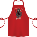 I'm Here For You Grim Reaper Skull Devil Cotton Apron 100% Organic Red