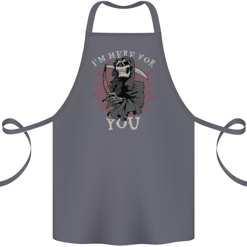 I'm Here For You Grim Reaper Skull Devil Cotton Apron 100% Organic Steel