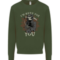 I'm Here For You Grim Reaper Skull Devil Kids Sweatshirt Jumper Forest Green