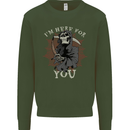 I'm Here For You Grim Reaper Skull Devil Kids Sweatshirt Jumper Forest Green