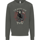 I'm Here For You Grim Reaper Skull Devil Kids Sweatshirt Jumper Storm Grey
