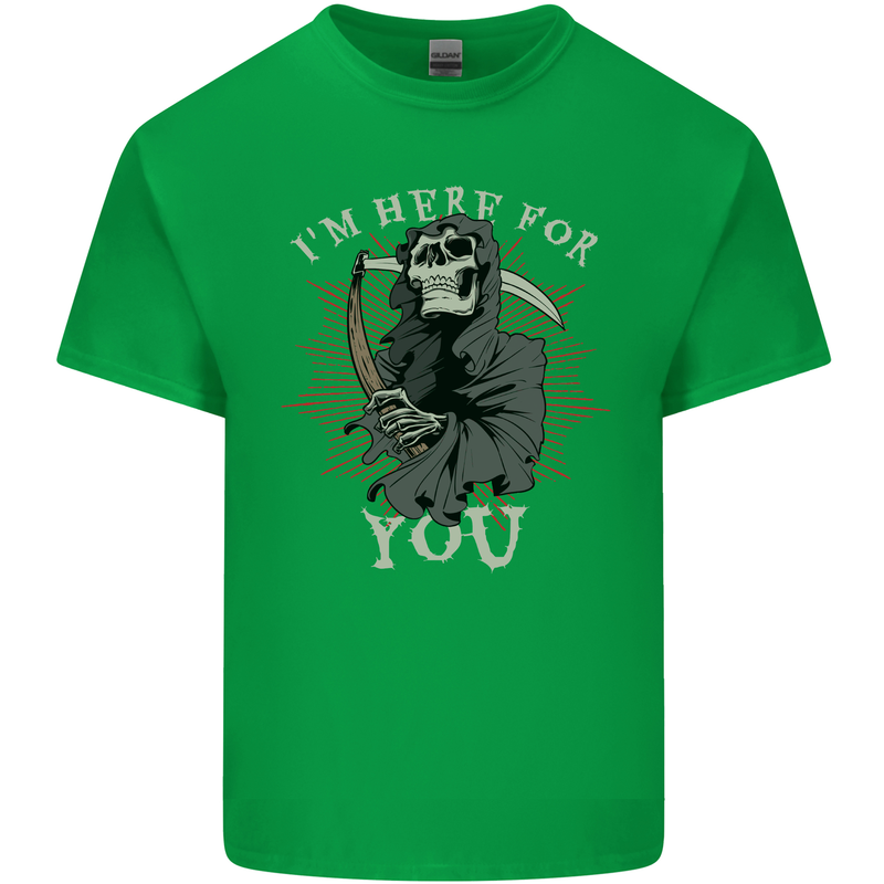 I'm Here For You Grim Reaper Skull Devil Kids T-Shirt Childrens Irish Green