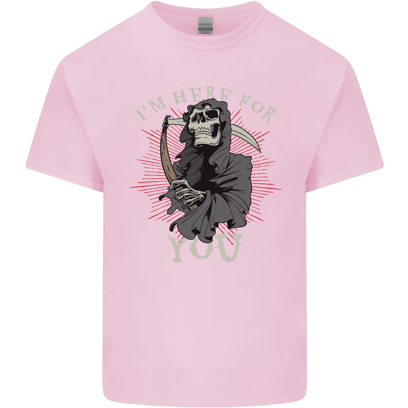 I'm Here For You Grim Reaper Skull Devil Kids T-Shirt Childrens Light Pink