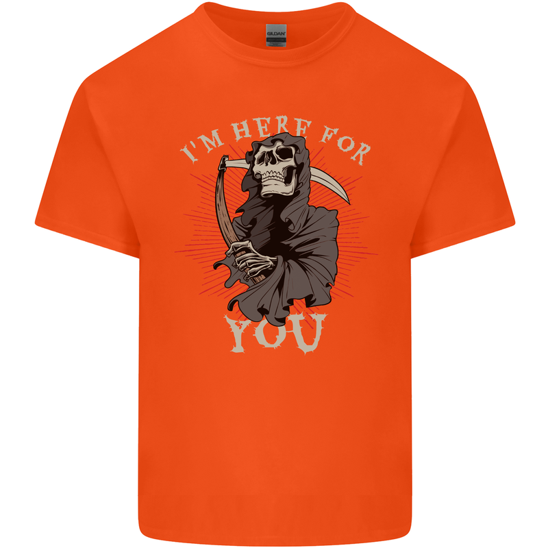I'm Here For You Grim Reaper Skull Devil Kids T-Shirt Childrens Orange
