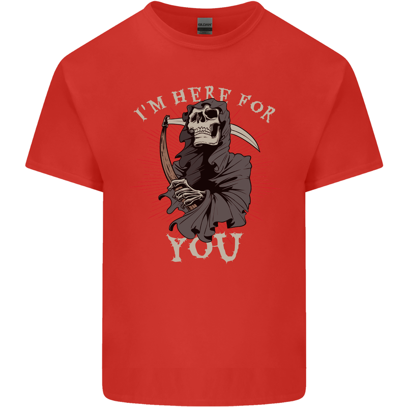 I'm Here For You Grim Reaper Skull Devil Kids T-Shirt Childrens Red