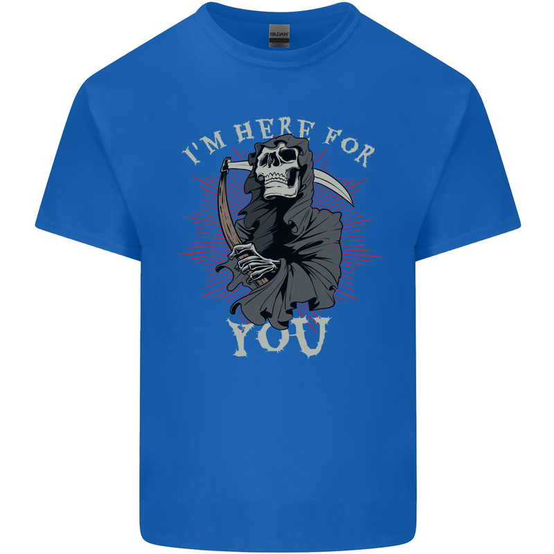 I'm Here For You Grim Reaper Skull Devil Kids T-Shirt Childrens Royal Blue