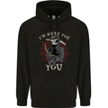 I'm Here For You Grim Reaper Skull Devil Mens 80% Cotton Hoodie Black