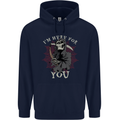 I'm Here For You Grim Reaper Skull Devil Mens 80% Cotton Hoodie Navy Blue