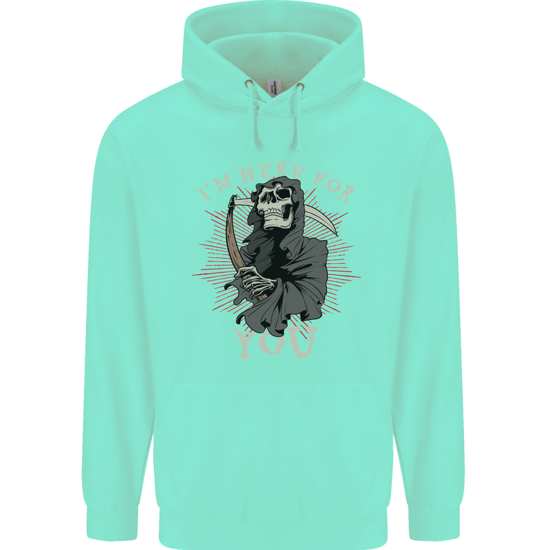 I'm Here For You Grim Reaper Skull Devil Mens 80% Cotton Hoodie Peppermint