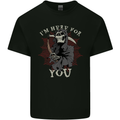 I'm Here For You Grim Reaper Skull Devil Mens Cotton T-Shirt Tee Top Black