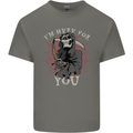 I'm Here For You Grim Reaper Skull Devil Mens Cotton T-Shirt Tee Top Charcoal