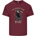 I'm Here For You Grim Reaper Skull Devil Mens Cotton T-Shirt Tee Top Maroon