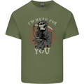 I'm Here For You Grim Reaper Skull Devil Mens Cotton T-Shirt Tee Top Military Green