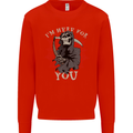 I'm Here For You Grim Reaper Skull Devil Mens Sweatshirt Jumper Bright Red
