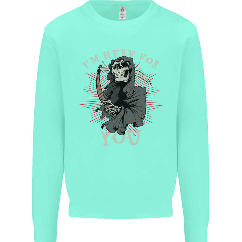 I'm Here For You Grim Reaper Skull Devil Mens Sweatshirt Jumper Peppermint