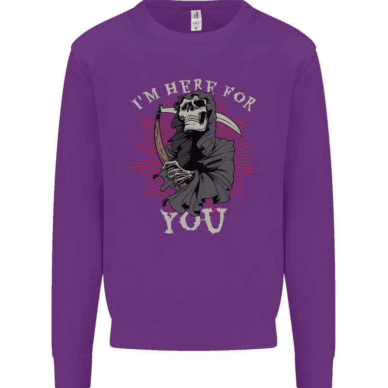 I'm Here For You Grim Reaper Skull Devil Mens Sweatshirt Jumper Purple
