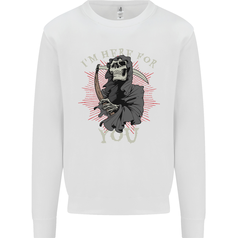 I'm Here For You Grim Reaper Skull Devil Mens Sweatshirt Jumper White