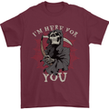 I'm Here For You Grim Reaper Skull Devil Mens T-Shirt Cotton Gildan Maroon