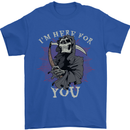 I'm Here For You Grim Reaper Skull Devil Mens T-Shirt Cotton Gildan Royal Blue