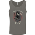 I'm Here For You Grim Reaper Skull Devil Mens Vest Tank Top Charcoal