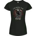 I'm Here For You Grim Reaper Skull Devil Womens Petite Cut T-Shirt Black
