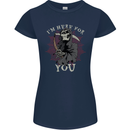 I'm Here For You Grim Reaper Skull Devil Womens Petite Cut T-Shirt Navy Blue