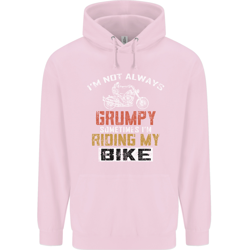 I'm Not Always Grumpy Biker Motorcycle Mens 80% Cotton Hoodie Light Pink