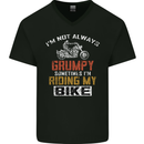 I'm Not Always Grumpy Biker Motorcycle Mens V-Neck Cotton T-Shirt Black