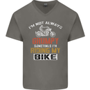 I'm Not Always Grumpy Biker Motorcycle Mens V-Neck Cotton T-Shirt Charcoal