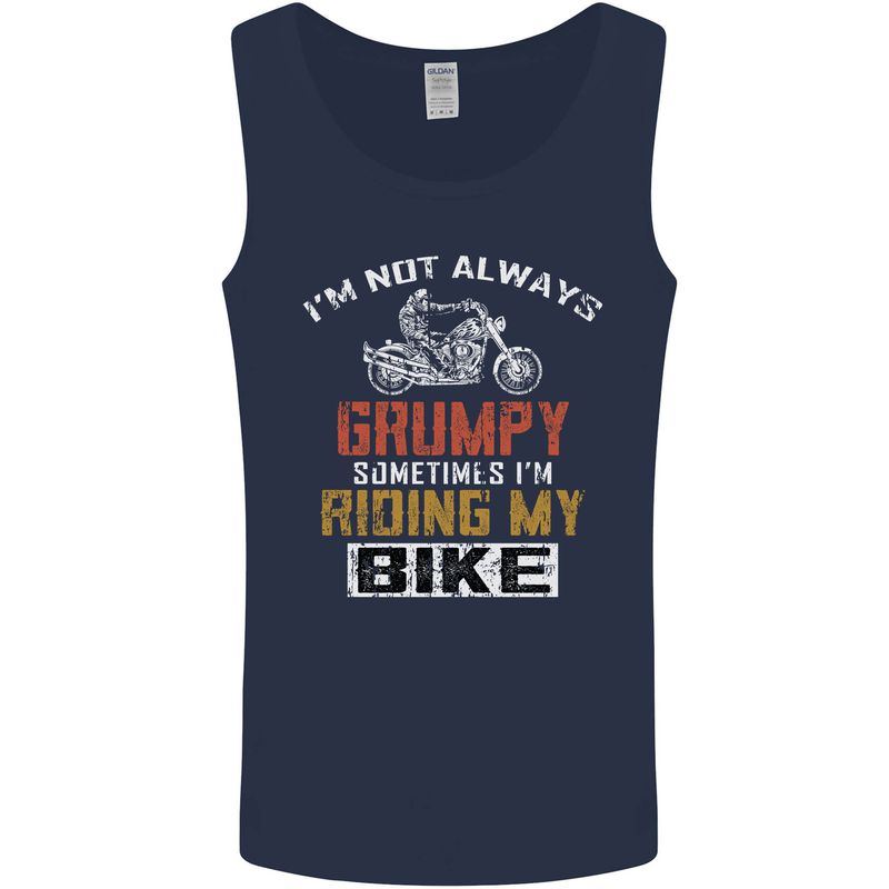 I'm Not Always Grumpy Biker Motorcycle Mens Vest Tank Top Navy Blue