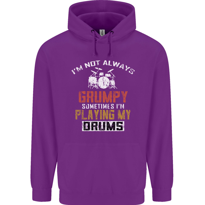 I'm Not Always Grumpy Drums Drummer Funny Childrens Kids Hoodie Purple