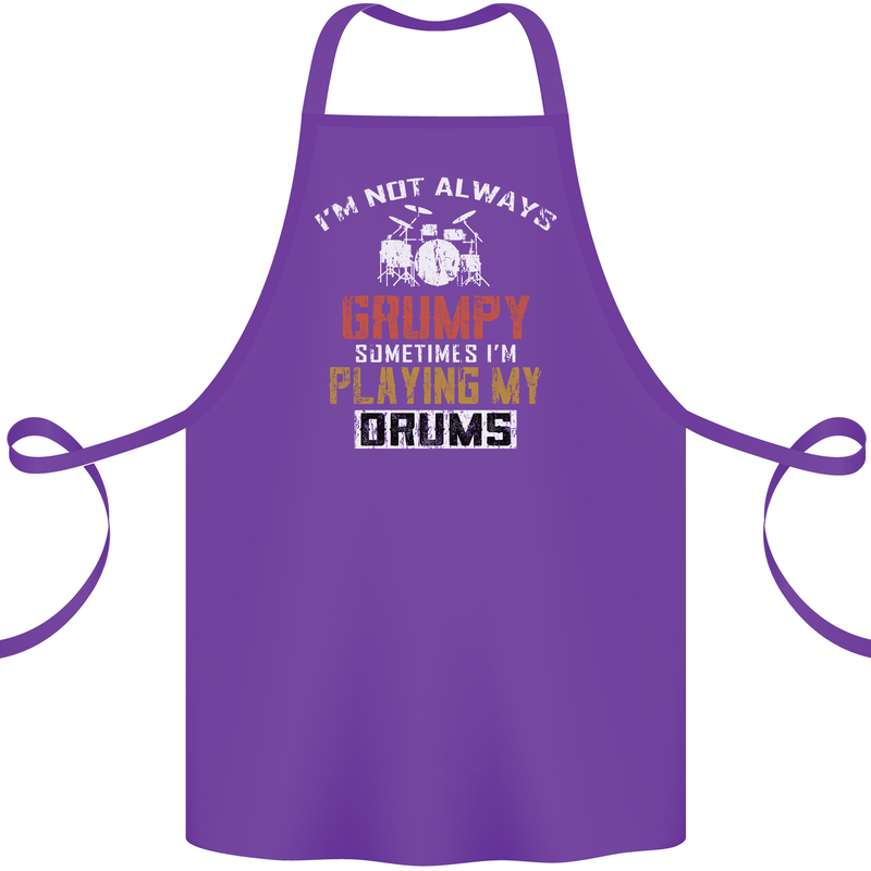 I'm Not Always Grumpy Drums Drummer Funny Cotton Apron 100% Organic Purple