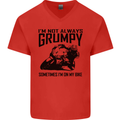 I'm Not Always Grumpy Motorbike Biker Funny Mens V-Neck Cotton T-Shirt Red