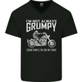 I'm Not Always Grumpy Motorbike Motorcycle Mens V-Neck Cotton T-Shirt Black