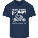 I'm Not Always Grumpy Motorbike Motorcycle Mens V-Neck Cotton T-Shirt Navy Blue