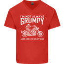 I'm Not Always Grumpy Motorbike Motorcycle Mens V-Neck Cotton T-Shirt Red